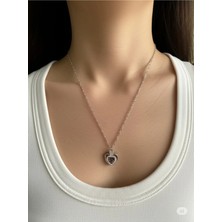 Famemus Accessory Özel Koleksiyon Kalp ve Damla Taşlı Gold Renk Çelik Kolye - Şık ve Zarif Tasarım