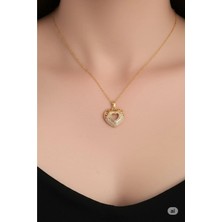 Famemus Accessory Çelik Zincir Gümüş Renk Zirkon Taşlı Tasarım Altın Renk Yıldız Kolye