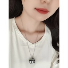 Famemus Accessory Çelik Dönen Kalp Sihri Kolye Mavi Taşlı Zarif Tasarım