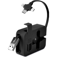 Nuveden Ieg™  Cep Tipi Telefon Tutuculu Makaralı Uzayıp Kısalabilen 3'ü 1 Arada USB Şarj Kablosu