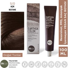 Bbcos Hair Pro Earthia Color Açık Kestane Saç Boyası 5/0 Amonyaksız Doğal Tonlar 100ML