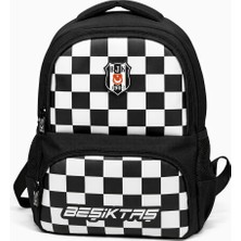Beşiktaş Lisanslı Damalı Anaokulu Çantası - Su Itici Kumaşlı Küçük Boy Kreş ve Okul Sırt Çantası