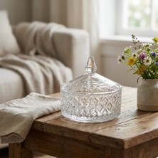 Fair Home Elmas Dekor Büyük Boy Çizgi Desen Kapaklı Çerezlik – Şekerlik – 12×14 cm