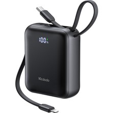 Mcdodo MC-8620 10000MAH 22.5W Pd Hızlı Şarj Dahili Kablolu Powerbank Siyah (Type-C / Lightning)