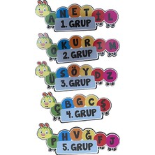 Heptex 1.Sınıf Harf Grupları Ahşap Pano 1 Adet 44cm x 16cm Eğitici Renkli Tasarım