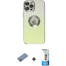 İlk El Grup Ieg™ iPhone 12 Pro Max Kutup Yansıma Özel Seri - Siyah 5d Eko Cam Ekran Koruyucu + Pembe Shine Kamera Lens Koruma Cam