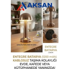 Cata CT-8430 Bronz/bakır Dokunmatik Şarjlı Masa Lambası 3 Renk Kablosuz Dekoratif Aydınlatma