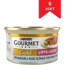 Gourmet Gold Ispanaklı Sos Içinde Okyanus Balığı Konserve Kedi Maması 85 gr x 6 Adet