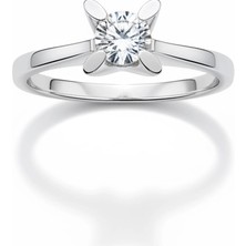 HAKAN GÜLER KUYUMCULUK 14 Ayar Beyaz Altın Tektaş Yüzük – Badem Tırnak Model