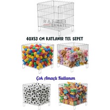 Raf Sanatı Katlanır Tel Havuz Sepeti 40X53 cm | Market ve Mağaza Promosyon Sepeti | Metal Havuz Sepet