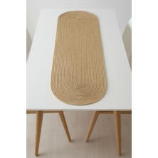 Comfort Craft Yıkanabilir Hasır Runner 33X100 cm - Oval Jüt Görünümlü Örme Masa Örtüsü - Bohem & Iskandinav