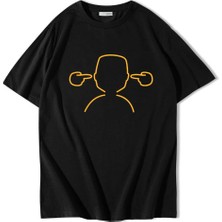 Brz Collection Unisex Oversize When Your Words Mean Nothing, I Go, ''la, La, La'' T-Shirt Siyah