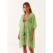 Trend Nexus Yaz Modası Ip Detaylı  Fıstık Yeşili Pareo