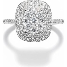 HAKAN GÜLER KUYUMCULUK 14 Ayar Beyaz Altın Coronet Baget Taşlı Yüzük