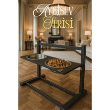 Reyo Ok-Ay Store Aybisev Büyük ve Orta Boy Köpekler Için Ayarlanabilir 3 Yükseklikli Paslanmaz Çelik Mama ve Su Kabı Standı Siyah-Siyah