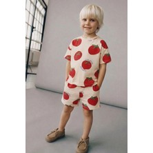 Monila Erkek Çocuk Pamuklu Domates Baskılı T-Shirt ve Şort Alt Üst Takım