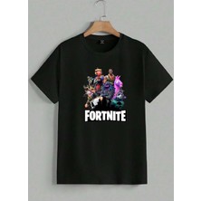 Makiteks Baskılı Erkek Kadın Unisex Bisiklet Yaka Baskılı T-Shirt Tshirt Tişört Mobile Oyun Fortnite