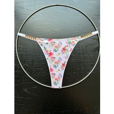 Biricik İç Giyim Gold Detaylı Şık Tasarım Çiçekli 2 Li Tanga Külot