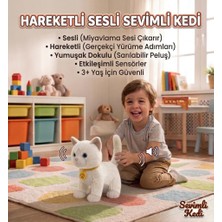 Farbu Oyuncak Sevimli Kedi Uzaktan Kumandalı Sesli Miyavlıyan Dil Çıkaran 5 Fonksiyonlu Oyuncak Peluş Hayvan Krem