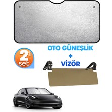 Telvesse 2li Set Vizör + Oto Güneşlik Araba Ön Cam Güneşlik Cam Gölgeliği + Güneş Vizörü