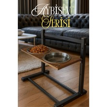 Reyo Ok-Ay Store Aybisev Büyük ve Orta Boy Köpekler Için Ayarlanabilir 3 Yükseklikli Paslanmaz Çelik Mama ve Su Kabı Standı Siyah-Ceviz