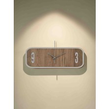Ergeç Tasarım Modern Dikdörtgen Duvar Saati 40X15 cm Atlantik Çam Beyaz Mdf Sessiz Mekanizma Dekoratif Saat
