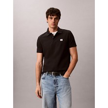 Calvin Klein Erkek Ss Microwaffle Woven Label Polo Yaka T-Shirt