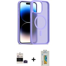 İlk El Grup Ieg™ iPhone 14 Pro Max Kılıf Siluet Minimal Prime - Siyah Polymer Nano Ekran Koruyucu + Derin Mor Bilvis Titan Kamera Lens
