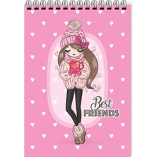 Keskin Color Bloknot Spiralli Best Friends A7 42 Yaprak Kareli Not Defteri 140101-99 (48 Li Paket)