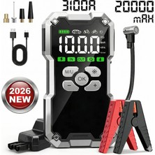 Mucosan 2026 Yeni Model X7 Pro 4'ü 1 Arada 3100A 20000MAH Akü Takviye Cihazı & 150 Psı Dijital Lastik Şişirme Pompası, Powerbank, LED Işıklı (Bez Çantalı)