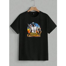 Makiteks Baskılı Erkek Kadın Unisex Bisiklet Yaka Baskılı T-Shirt Tshirt Tişört Mobile Oyun Pubg