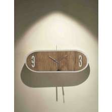 Ergeç Tasarım Modern Dikdörtgen Duvar Saati 40X15 cm Atlantik Çam Beyaz Mdf Sessiz Mekanizma Dekoratif Saat