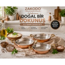 Zakodo Bakır El Dövme Sahan Tava Seti - 3 Parça (Kahvaltılık-Mutfaklık-Hediyelik)