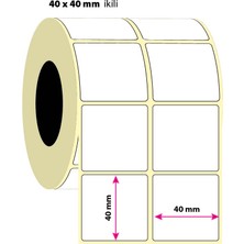 40X40MM Ikili Lamine Termal Etiket | 6 Rulo | 2000 Sarım |