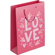 Keskin Color Karton Çanta (Hediye Çantası) D4 Love 280x370x110Mm 170016-99 (12 Li Paket)