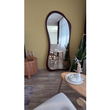 Uğurlu Ayna 180X80 cm Asimetrik Boy Aynası - Bordo Ahşap Görünümlü Dekoratif Boy Aynası