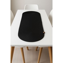 Comfort Craft Yıkanabilir Hasır Runner 33X100 cm - Oval Jüt Görünümlü Örme Masa Örtüsü - Bohem & Iskandinav