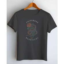 Buzagi Poisonous Dijital Baskı Regular Kalıp Unisex Siyah T-Shirt