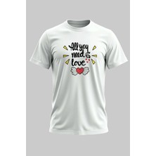 Buzagi Sadece Aşka Ihtiyacın Var Regular Kalıp Dijital Baskılı Beyaz Tişört