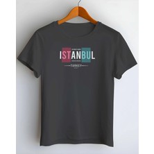 Buzagi Istanbul Dijital Baskı Regular Kalıp Unisex Siyah T-Shirt