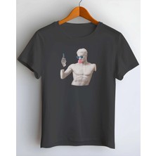 Buzagi Heykel Dijital Baskı Regular Kalıp Unisex Siyah Tişört