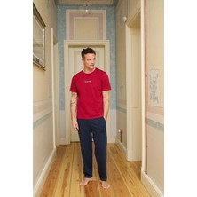 Relax Mode Erkek Kırmızı Penye Kısa Kol Alt Uzun Pijama Takımı - 6160-2R