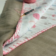 Cika %100 Pamuklu 2 Katlı Kare Müslin Kumaş - Pembe Rüyalar Muslin Kundak ve Mendil Seti