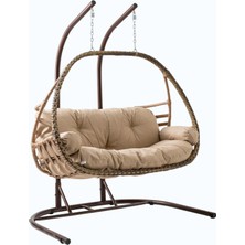 Rehome Malta Çiftli Rattan Bahçe Salıncağı | Açık Kahve