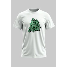 Buzagi Organik Pamuk Dijital Baskılı Regular Kalıp Beyaz Tişört