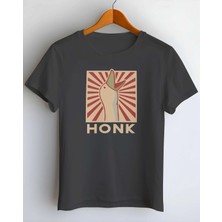 Buzagi Kaz Honk Dijital Baskı Regular Kalıp Unisex Siyah Tişört
