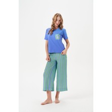 Relax Mode Kadın Çizgili Pantolonlu Kısa Kollu Pijama Takımı - 29044R