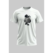 Buzagi Organik Pamuk Dijital Baskılı Regular Kalıp Beyaz Tişört