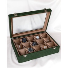 Shansora Design El Yapımı 15'li Premium Saat Kutusu, Suni Deri Kaplamalı, Camlı Özel Tasarım, Aksesuar Düzenleyici