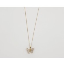Mavika Jewellery 14K Gold Plated Butterfly Shining Kolye